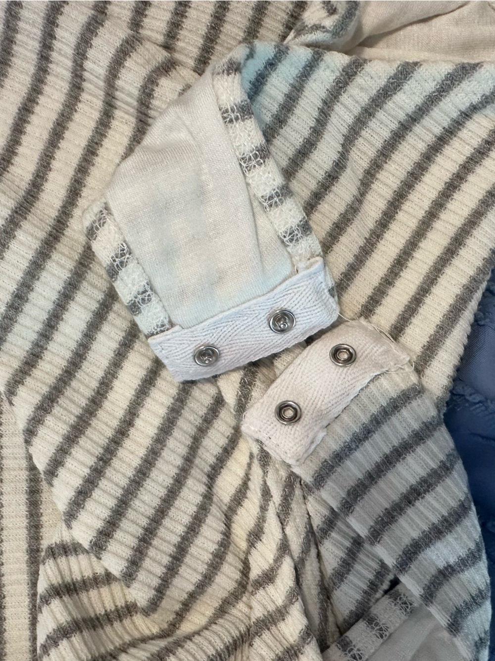 Lulu's White & Gray Striped Ribbed Bodysuit. Worn once - Picture 4 of 5